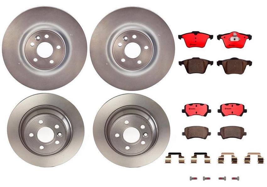 Volvo Disc Brake Pad and Rotor Kit - Front and Rear (336mm/302mm) (Ceramic) 31471832 - Brembo 1598859KIT